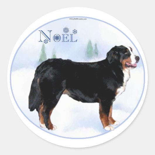 Noel Bernese Mountain Dog - Gepersonaliseerd Ronde Sticker (Voorkant)