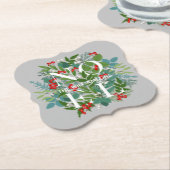 NOEL Berries en Greenery Kerstmis Kartonnen Onderzetters (Gekanteld)