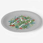 NOEL Berries en Greenery Kerstmis Papieren Bordje (Gekanteld)