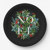 NOEL Berries en Greenery Kerstmis Papieren Bordje (Voorkant)