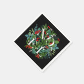 NOEL Berries Greenery op zwarte kerst Servet (Hoek)