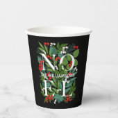 NOEL Berries Greenery Personalized Black Papieren Bekers (Voorkant)