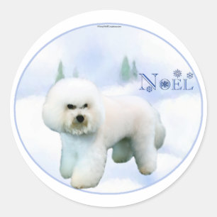 Noel Bichon Frise - Gepersonaliseerd Ronde Sticker