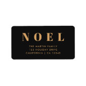 Noel Black en Gold | Kerstadres Etiket (Voorkant)