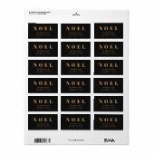 Noel Black en Gold | Kerstadres Etiket (Full Sheet)