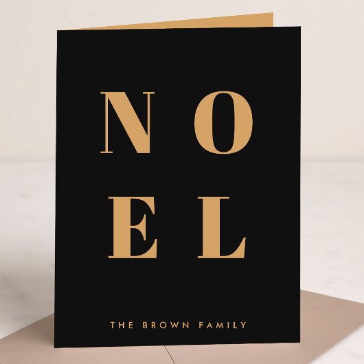 Noel Black en Gold | Trendy stijlvolle kerst Feestdagen Kaart