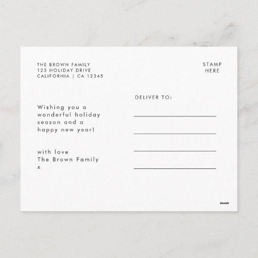 Noel Black en Gold | Trendy stijlvolle kerst Feestdagenkaart (Achterkant)