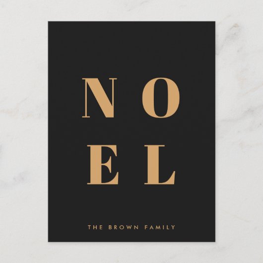 Noel Black en Gold | Trendy stijlvolle kerst Feestdagenkaart (Voorkant)