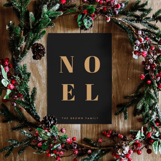 Noel Black en Gold | Trendy stijlvolle kerst Feestdagenkaart