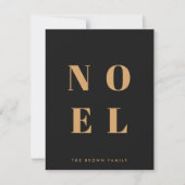 Noel Black en Gold | Trendy stijlvolle kerst Feestdagenkaart (Voorkant)