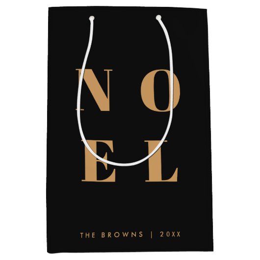 Noel Black en Gold | Trendy stijlvolle kerst Medium Cadeauzakje (Voorkant)
