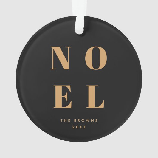 Noel Black en Gold | Trendy stijlvolle kerst Ornament (achterkant)