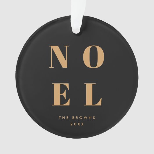 Noel Black en Gold | Trendy stijlvolle kerst Ornament (voorkant)