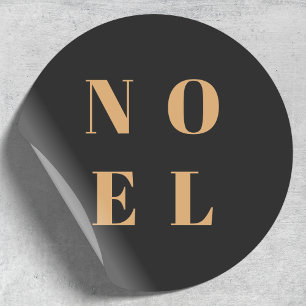 Noel Black en Gold   Trendy stijlvolle kerst Ronde Sticker