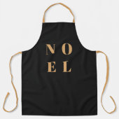 Noel Black en Gold | Trendy stijlvolle kerst Schort (Voorkant)