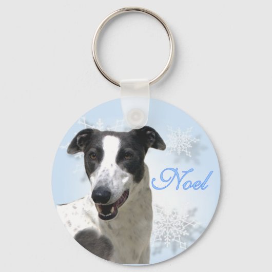 Noel Black & White Greyhound Sleutelhanger (Voorkant)