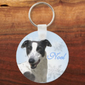 Noel Black & White Greyhound Sleutelhanger (Achterkant)