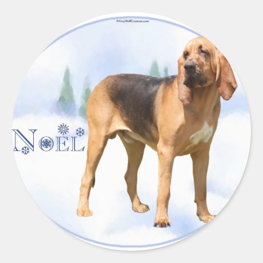 Noel Bloodhound Ronde Sticker (Voorkant)