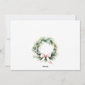 Noel Blush Green Christmas Wreath Waterverf Feestdagenkaart (Achterkant)