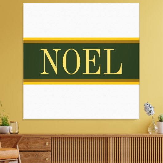 NOEL  Bos Groene Witte Kerststrepen Canvas Afdruk (Insitu (Woonkamer))