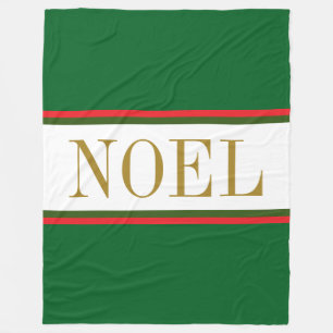 NOEL bosgroen rood wit Kerststrepen Fleece Deken