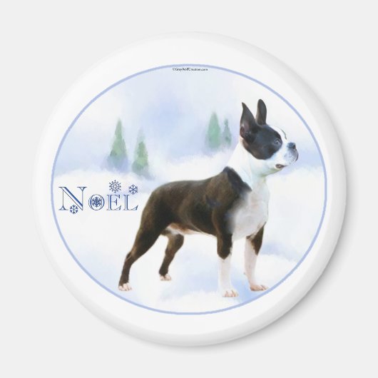 Noel Boston Terrier Magnet (Voorkant)