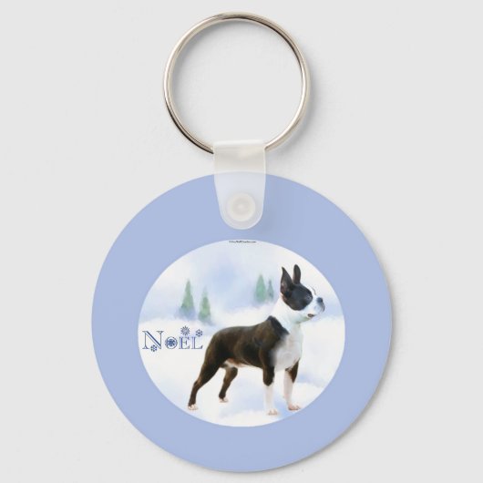 Noel Boston Terrier Sleutelhanger (Voorkant)