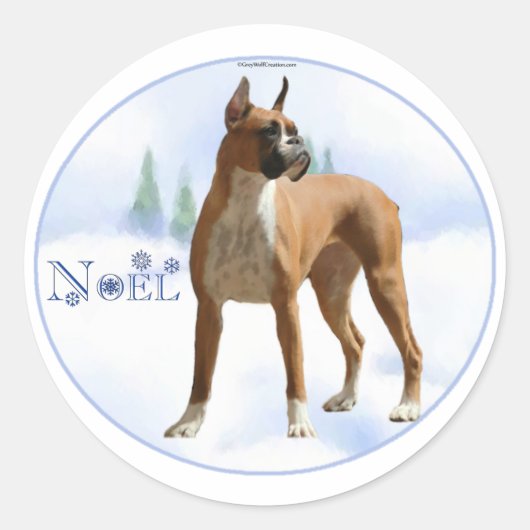 Noel Boxer Ronde Sticker (Voorkant)