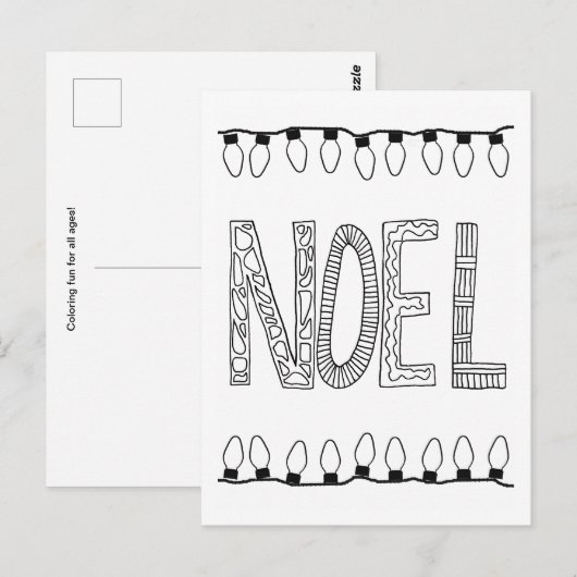 NOEL Briefkaart voor Kleurplezier (Voorkant / Achterkant)