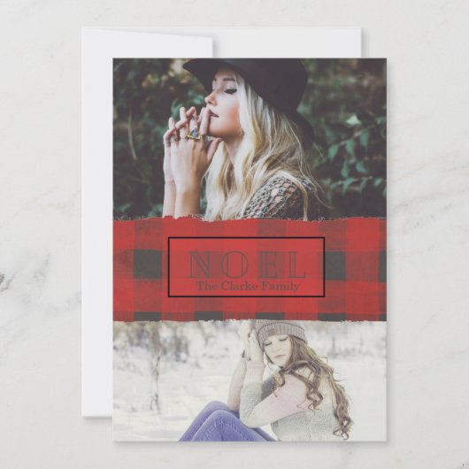 Noel Buffalo twee foto controleren Feestdagenkaart (Voorkant)