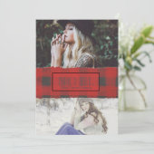 Noel Buffalo twee foto controleren Feestdagenkaart (Staand voorkant)