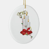 Noel Candle Ribbon van ons Huis aan uw Ornam Keramisch Ornament (Rechts)