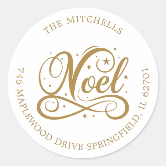 Noel Christmas Feestdagen Gold Script Religious Ronde Sticker (Voorkant)