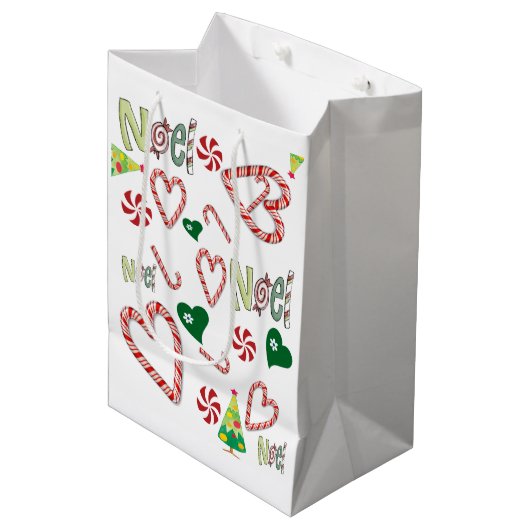 Noel Christmas Gift Tassen Medium Cadeauzakje (Voorkant Gekanteld)