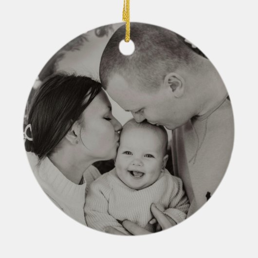 Noel Christmas Gold Typography Foto Keramisch Ornament (Achterkant)