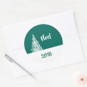 Noel Christmas Tree Voeg uw jaar of tekst toe Ronde Sticker (Envelop)