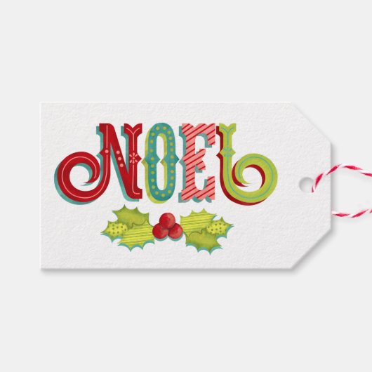 Noel Colorful Kerstmis Cadeaulabel (Voorkant (Horizontaal))