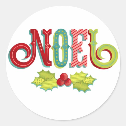 Noel Colorful Kerstmis Ronde Sticker (Voorkant)