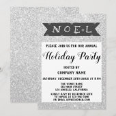 Noel Company Holiday Party Grey Silver Glitter Kaart (Voorkant / Achterkant)