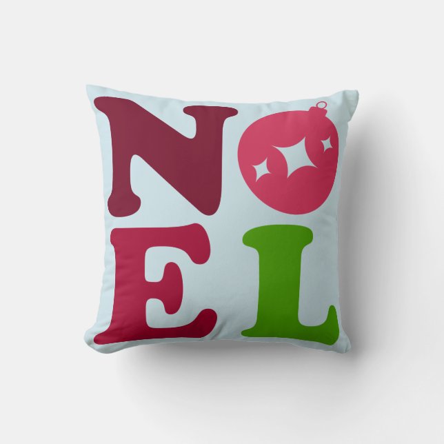 Noel Cute Festive Retro Blue Christmas Kussen (Voorkant)