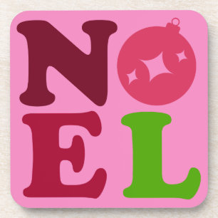 Noel Cute Midden-Jaren Vijftig Kerst Roze en Groen Bier Onderzetter