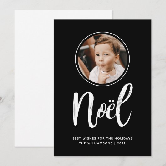 Noel Cute Modern Minimalist Circle Foto 2022 Feestdagenkaart (Voorkant / Achterkant)