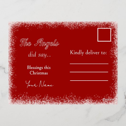 Noël de Engelen hebben gezegd Folie Feestdagen Briefkaart (Achterkant)