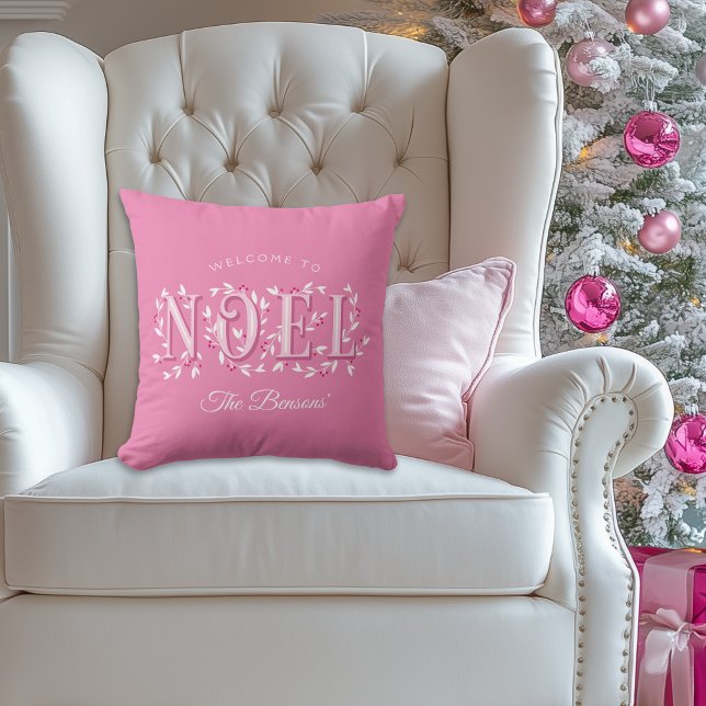 Noel Decoratief Roze Wit Gepersonaliseerde Kerst Kussen (Creator heeft geüpload)