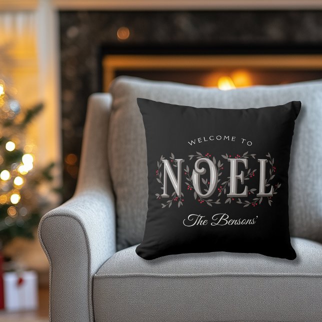 Noel Decoratief Zwart Rood Gepersonaliseerde Kerst Kussen (Creator heeft geüpload)