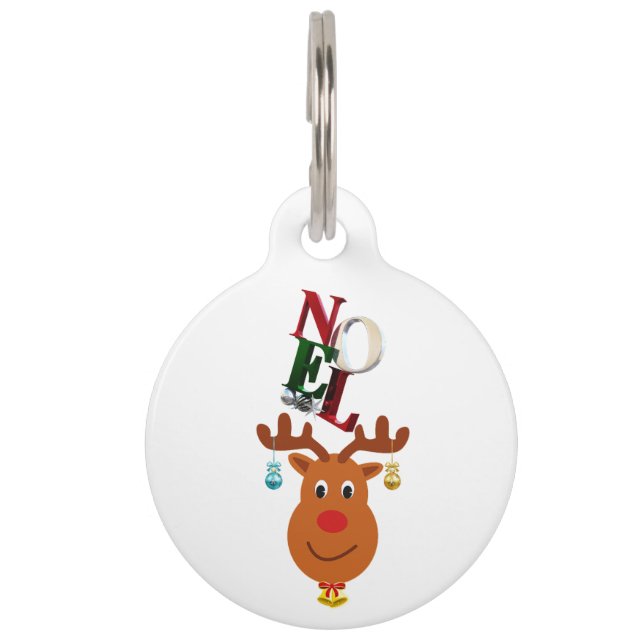 Noel Deer Bells Bauble Rudolf Sneeuwvlokken Kerstm Huisdierpenning (Voorkant)