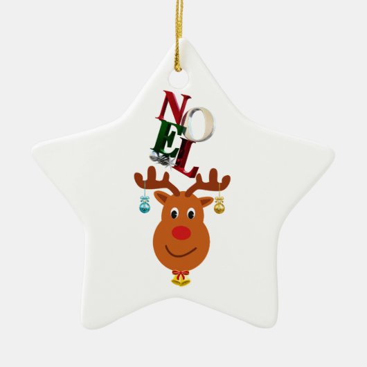 Noel Deer Bells Bauble Rudolf Sneeuwvlokken Kerstm Keramisch Ornament (Voorkant)