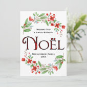 Noël Eenvoudig Rood & Groen Waterverf Bloemen Feestdagenkaart (Staand voorkant)