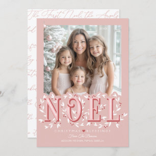 Noel Elegant Blush Roze Foto Kerst Kaart