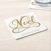 Noel Elegant Gold Script Kerstvakantie Kartonnen Onderzetters (Schuin)